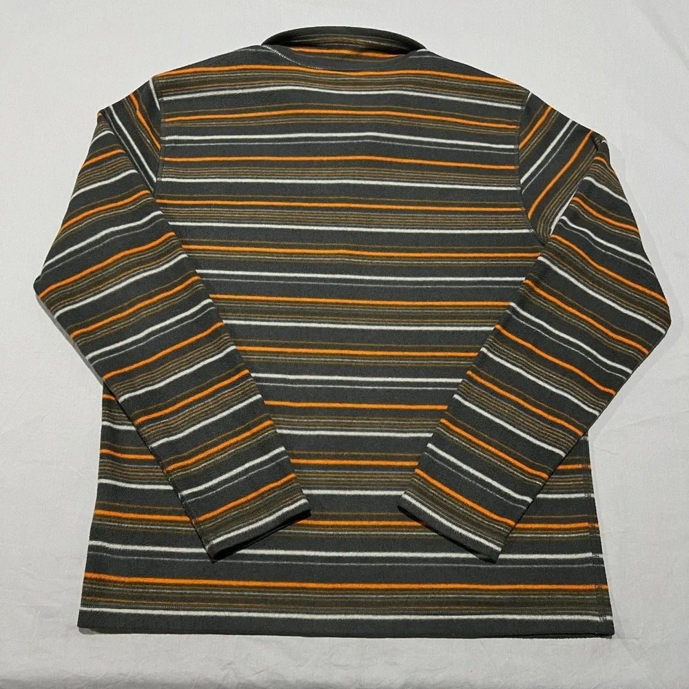 The North Face Mens Brown Multi Striped Fleece 1/4-Zip Pullover Sweatshirt M